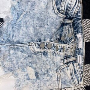 KanCan High Waist Acid Wash Denim Shorts